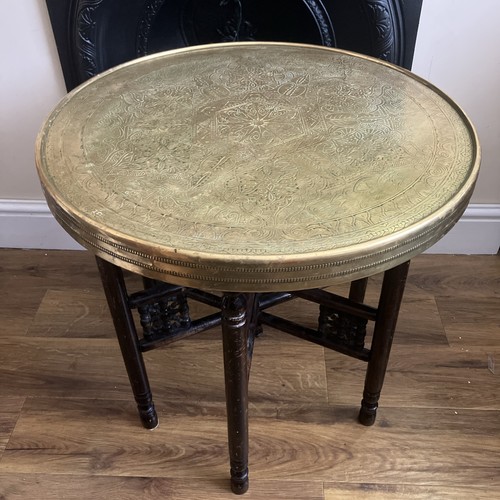 Vintage brass tray table - tray,