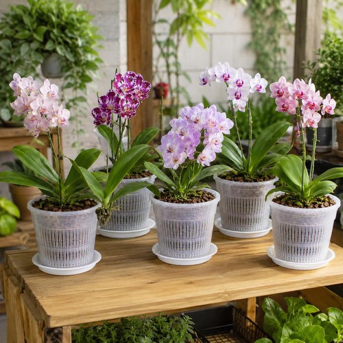 Clear orchid pots with - pots,
