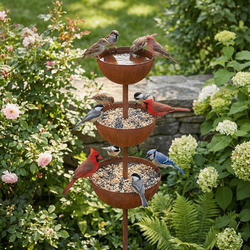 Tier bowl metal bird bath - 3-tier,