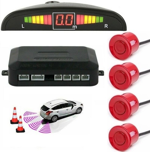 Red car rear reverse radar - car,