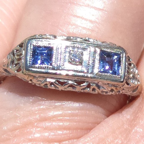 Art deco 14k white gold - gold, ring