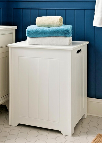 White wooden laundry - white, bin