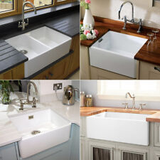 RAK Gloss White Farmhouse Belfast Butler Ceramic Kitchen Sink, Tap Various Style