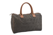 Authentic Christian Dior Honeycomb Hand Boston Bag Canvas Leather Gray CD 2155N