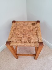 Vintage Mid Century Cord Woven Stool