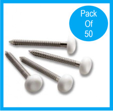 uPVC Cladding Poly Top White Nails White Head A4 Stainless Steel Shank Pack (50)