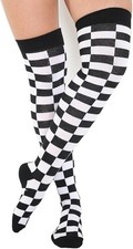 Over The Knee Socks Women Long High Girl Checkered Print Cotton Warm Casual