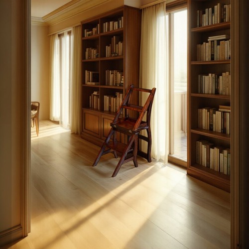 Solid mahogany library step - solid,