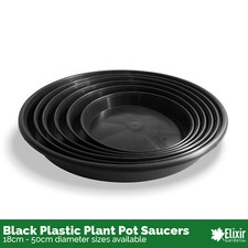 Plant Pot Saucers | Round Black Plastic Water Drip Trays/Bases | Sizes 13cm-50cm