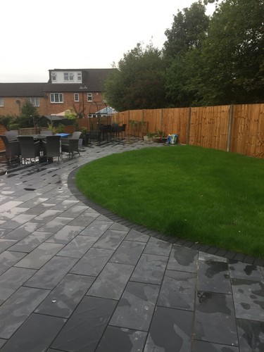 Black slate paving patio slabs - black,