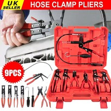 9x Flexible Hose Clamp Clip Pliers Set Swivel Jaw Flat Angled Band Remover Tool