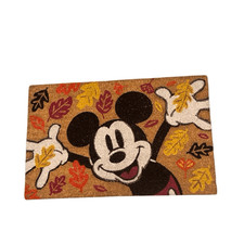 Disney Mickey Mouse jazz hands coir doormat brown fall autumn rug 18x30 NEW