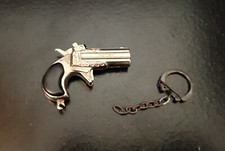 VICTORY VTG 80's 2'' METALLIC CAP GUN PISTOL KEY CHAIN RING TOY NOT WORKING