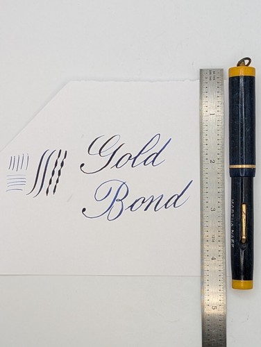 Gold bond blue fountain pen - bond,