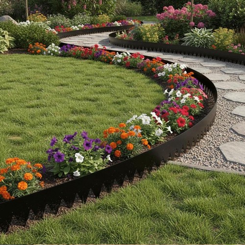 Corten steel lawn edging set - lawn,