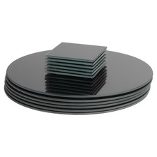 12pc Black 30cm Round Glass Placemats & Coasters Set Table Place Mats Set