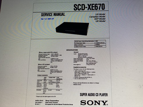 Sony scd xe670 service - scd-xe670,