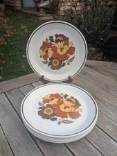 Vintage Set x5 Retro Floral Johnson Brothers Ironstone 'Cabana' 9" Dinner Plates