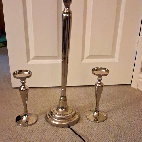 Silver polished metal table - polished,