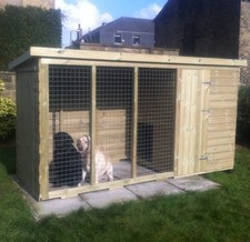 Wooden Dog Kennel and Run