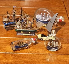 Lot of 6 Vtg  Ship In A Bottle