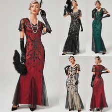 Vintage 1920s Flapper Dress Great Gatsby PROM Party Sequins Women Maxi Christmas