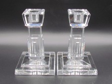 WATERFORD CRYSTAL METROPOLITAN PAIR OF 6" CANDLESTICKS - UNUSED - SIGNED (12247)