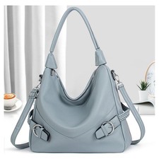 Medium Large Soft Vegan Leather  Slouch Bag Hobo with Braid and Buckle Details