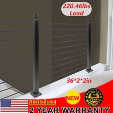 Cable Railing Post 36"x2"x2"  Deck Railing Horizontal Drilling Angle Black