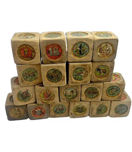 Antique wooden alphabet - alphabet, blocks