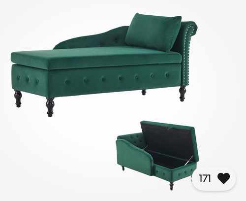 Green velvet storage - storage, chaise