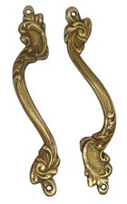 Floral Design Antique Repro Handmade Brass Drawer Window Door Pull Handle Knobs