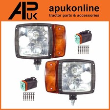 2x Head Light Lamp & Plug LH/RH for JCB John Deere 3400 3415 3420 Telehandler