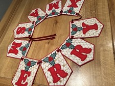 Beautiful Machine Embroidered  Merry  Xmas Bunting