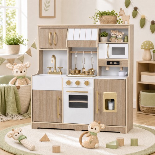 Wooden play kitchen - play,