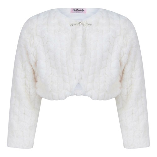Girls bolero shrug - ivory, faux