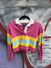 Rowing Blazers New York Cropped Rugby Long Sleeve Polo Shirt Multicolor Sz Small