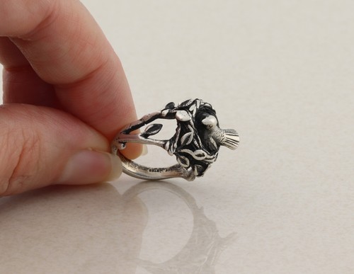 Sterling silver bird nest - bird,