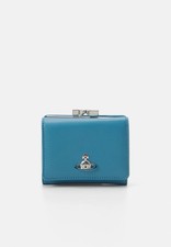 VIVIENNE WESTWOOD BLUE SOFT LEATHER EMMA SMALL FRAME WALLET - GIFT BOXED - BNWT