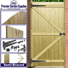 6ft T&G Semi-Braced Wooden Garden Gate Treated Arch/Flat Top Timber Door