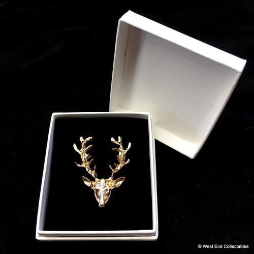 Stag head rose goldtone - head, brooch