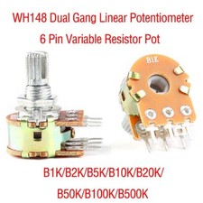 WH148 Dual Gang Linear Potentiometer 6 Pin Variable Resistor Pot B1K - B500K
