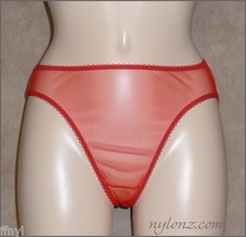 Vintage Style Completely Sheer Transparent Nylon Panties RED ?? NYLONZ UK