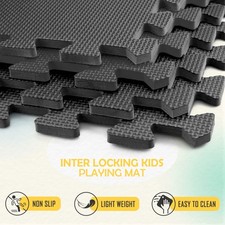Large Black EVA Foam Mat Interlocking Jigsaw Play Tiles For Playroom Garden  Gym