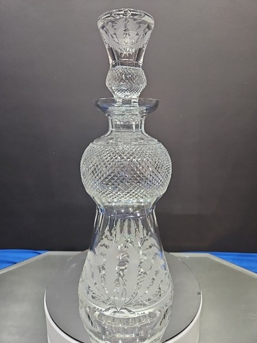 Vtg wine decanter etched - 12",