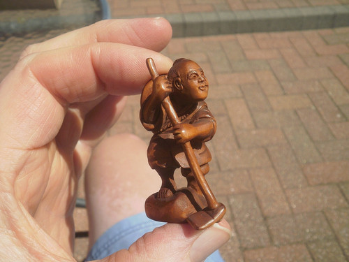 Hand carved wood netsuke - hand,
