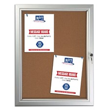 Enclosed Cork Bulletin Board Aluminum Silver Outdoor Noticeboard 4-6-9x(8.5x11)