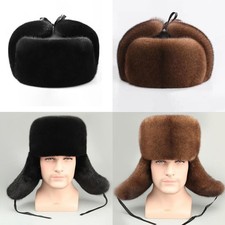 Men Ushanka Hat Faux Mink Fur