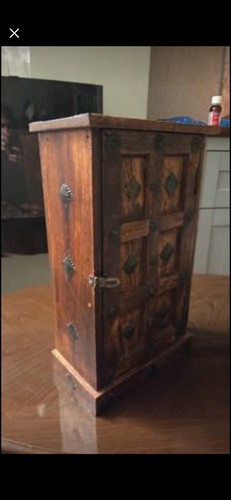 Indian vintage 16in wood - , chest