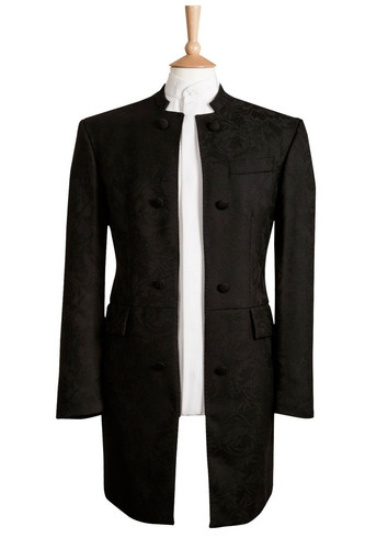 Black nehru jacket brocade - black,